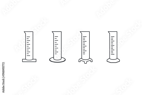 Four different graduated cylinders with measurement markings on a white background