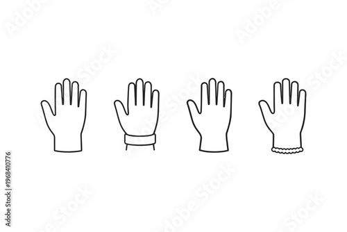 Collection of four different glove outlines on a white background