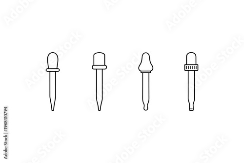Collection of four different dropper outlines on a white background