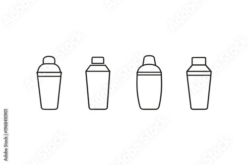 Collection of four different cocktail shaker outlines on a white background