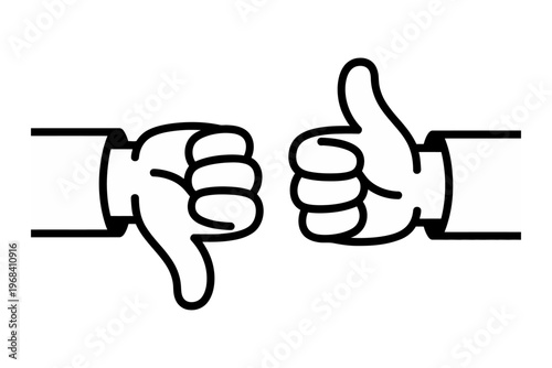 Vector of a thumbs down and a thumbs up gesture
