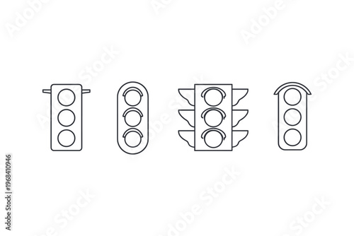 Collection of diverse traffic signal icons in a clean line art style