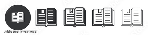 Open Book with Bookmark thin line and solid icon. Multi series icon. Web minimal icon