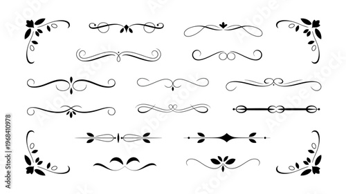 Collection of ornate vector dividers with floral and swirl designs