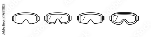 Collection of four different ski goggle outlines on a white background