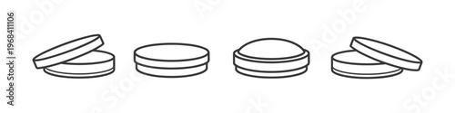 Set of petri dishes in different configurations for scientific research