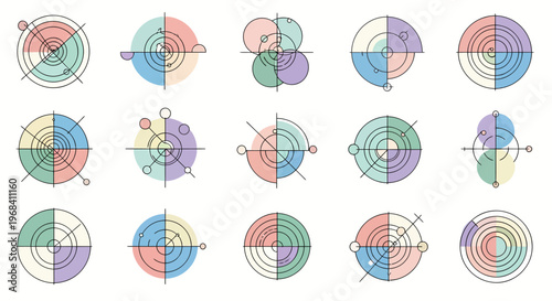 infographic elements with pastel colors and intersecting lines for presentations and reports