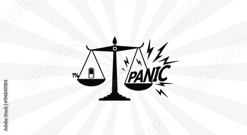 balance scale with panic and house on one side