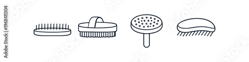 Collection of four simple line art icons representing different types of brushes