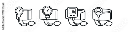 Collection of blood pressure monitors, including analog and digital devices