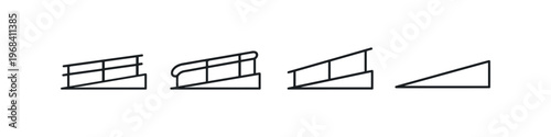 Collection of simple line art icons representing different types of ramps and inclines
