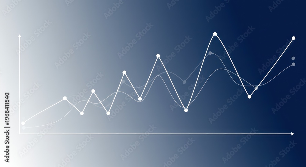 Fototapeta premium Business graph shows increasing trends with multiple data lines and points