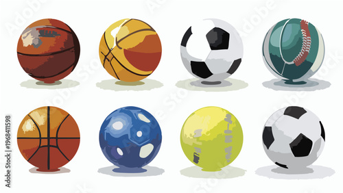 basketball soccer football baseball set icon vector