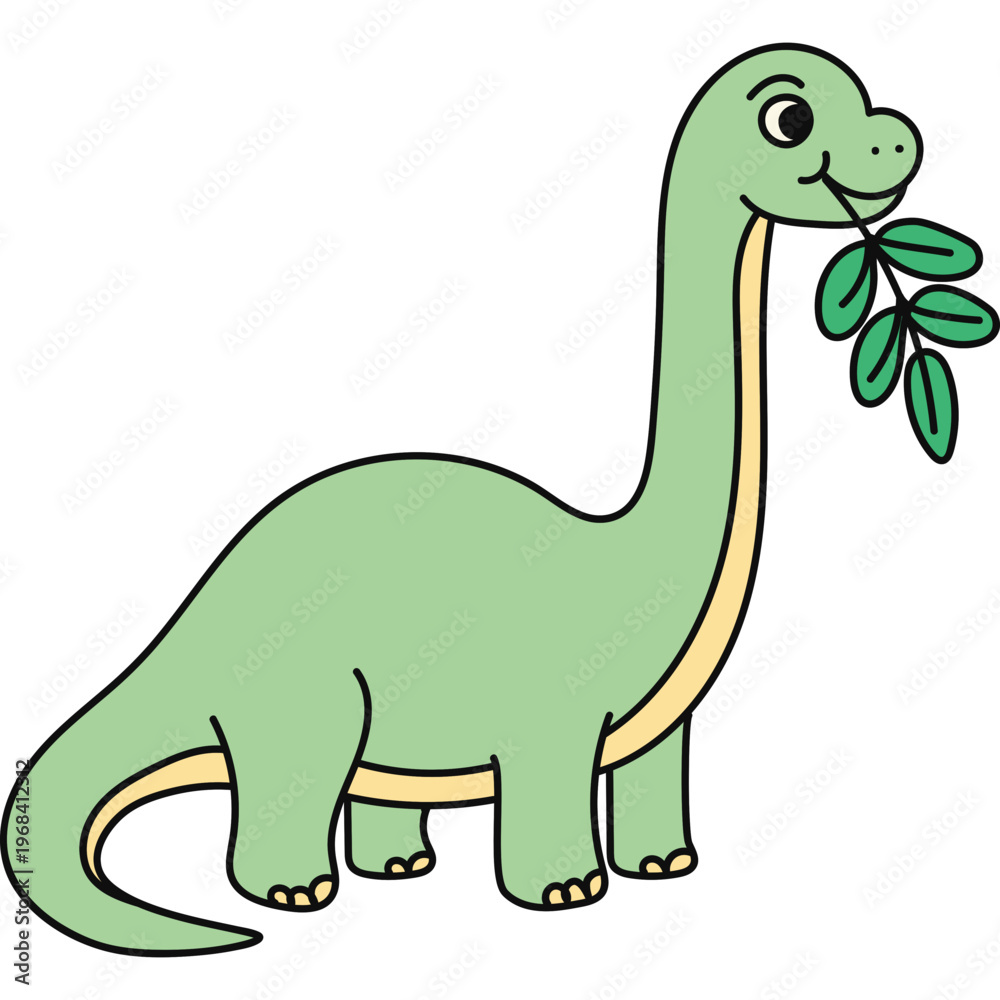 Fototapeta premium Cute Cartoon Brachiosaurus Dinosaur