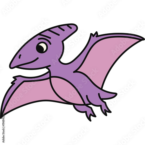 Cute Cartoon Purple Pterodactyl