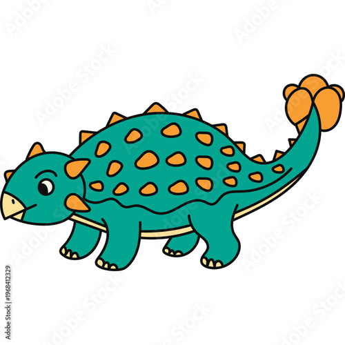 Cute Cartoon Ankylosaurus Dinosaur