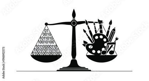 balance between technology and art creative concept