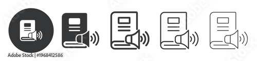 Audio Book thin line and solid icon. Multi series icon. Web minimal icon