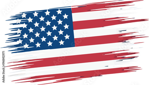 Distorted image of the american flag with digital glitch effect