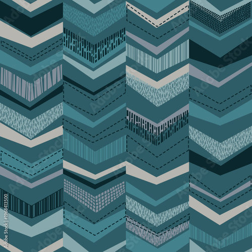 Chevrons graphiques bleus pour papier peint