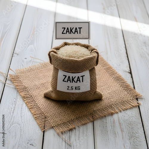 Zakat, charity, rice, burlap sack, 2.5 kg, islamic donation, food