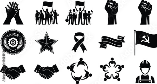 Soviet union symbols silhouette collection isolated on transparent background