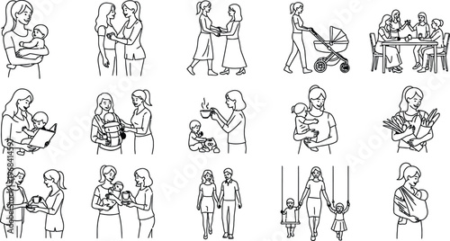 Medieval figures silhouette collection isolated on transparent background