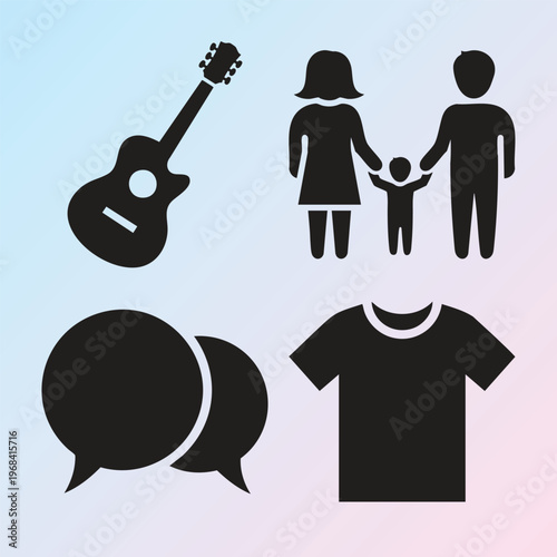 Family, Music, Communication Icons, Silhouette Symbols