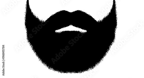 Black beard and mustache vector illustration graphic. Realistic detailed hair texture, ideal design element for masculine fashion, barber shop, grooming, and character identity concepts.