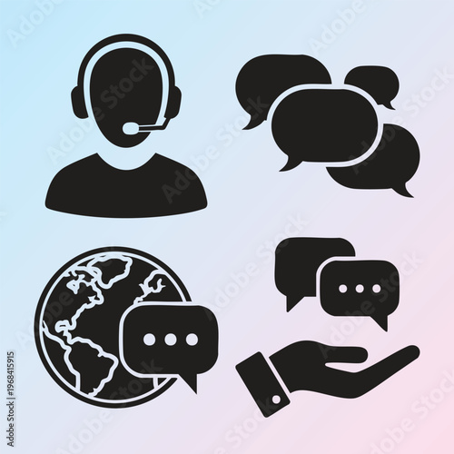 Customer Service, Support Icons, Chat Symbols, Call Center Graphics