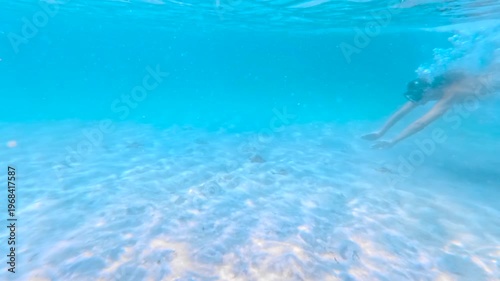 Underwater Snorkel Woman Holding Starfish, Phu Quoc Vietnam Cinematic