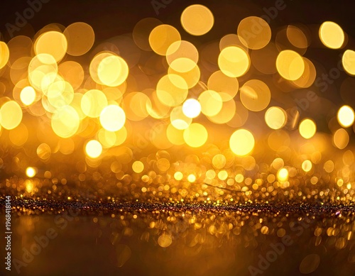 Golden Bokeh Lights Background with Glittering Effect.