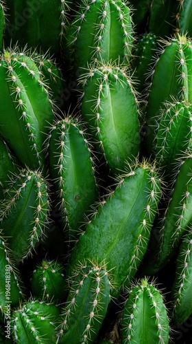 Lush Columnar Cacti Texture Green Botanical Nature Pattern Background