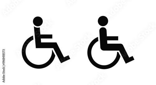 Two wheelchair symbols depicting accessibility and inclusivity black silhouette