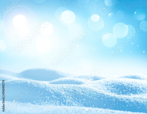 Bright winter snow landscape with glowing sunlight.