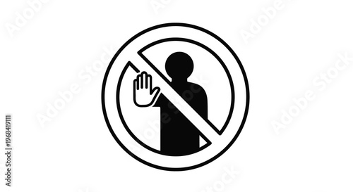 Prohibition sign featuring a hand stopping a person black silhouette