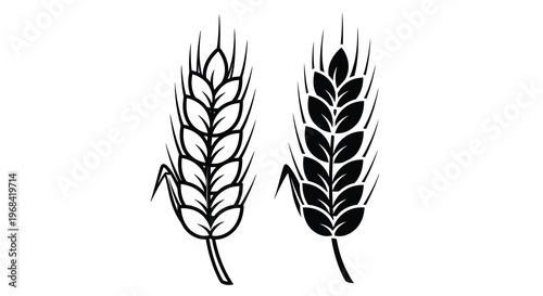 Two stalks of wheat depicted in a striking black silhouette