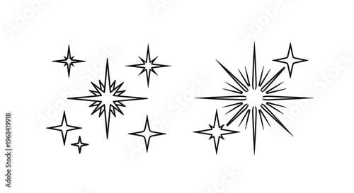 Sparkling starbursts and radiant light effects in a simple silhouette