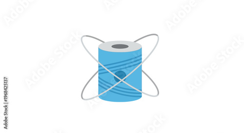 Blue spool of wire on white.