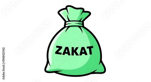 Zakat, charity, green money bag, Islamic donation, almsgiving