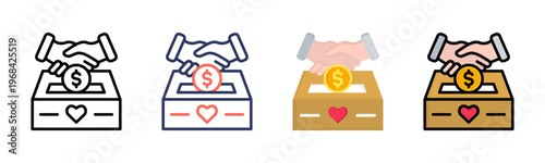 Fundraising icon set multiple style collection