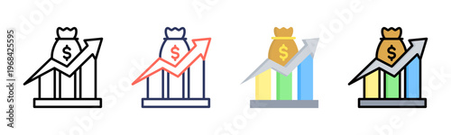 Stock Market icon set multiple style collection
