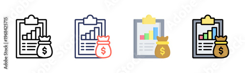 Financial Statement icon set multiple style collection