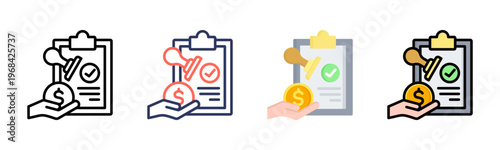 Grants icon set multiple style collection