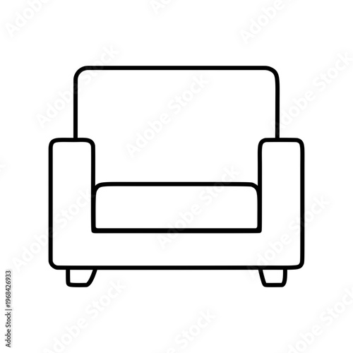 シンプルな一人掛けソファのラインアイコン