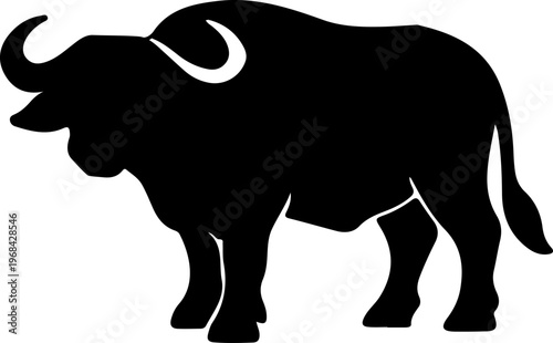 Silhouette of a Buffalo: A striking silhouette of a buffalo, its powerful form a testament to nature's artistry and strength. This image exudes a sense of raw power and majestic presence.