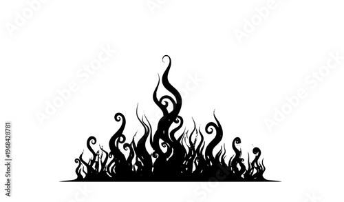 Abstract smoke rising from bottom edge vector black silhouette on white background professional minimal design