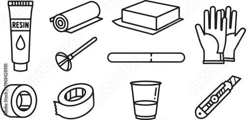 Common materials and tools used in 3d printing processes Vector