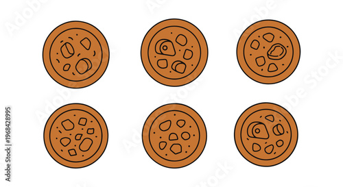 Meat Stew Line art vector set simple abstract