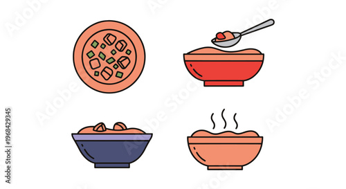 Meat Stew Line art vector set clean abstract simple shapes